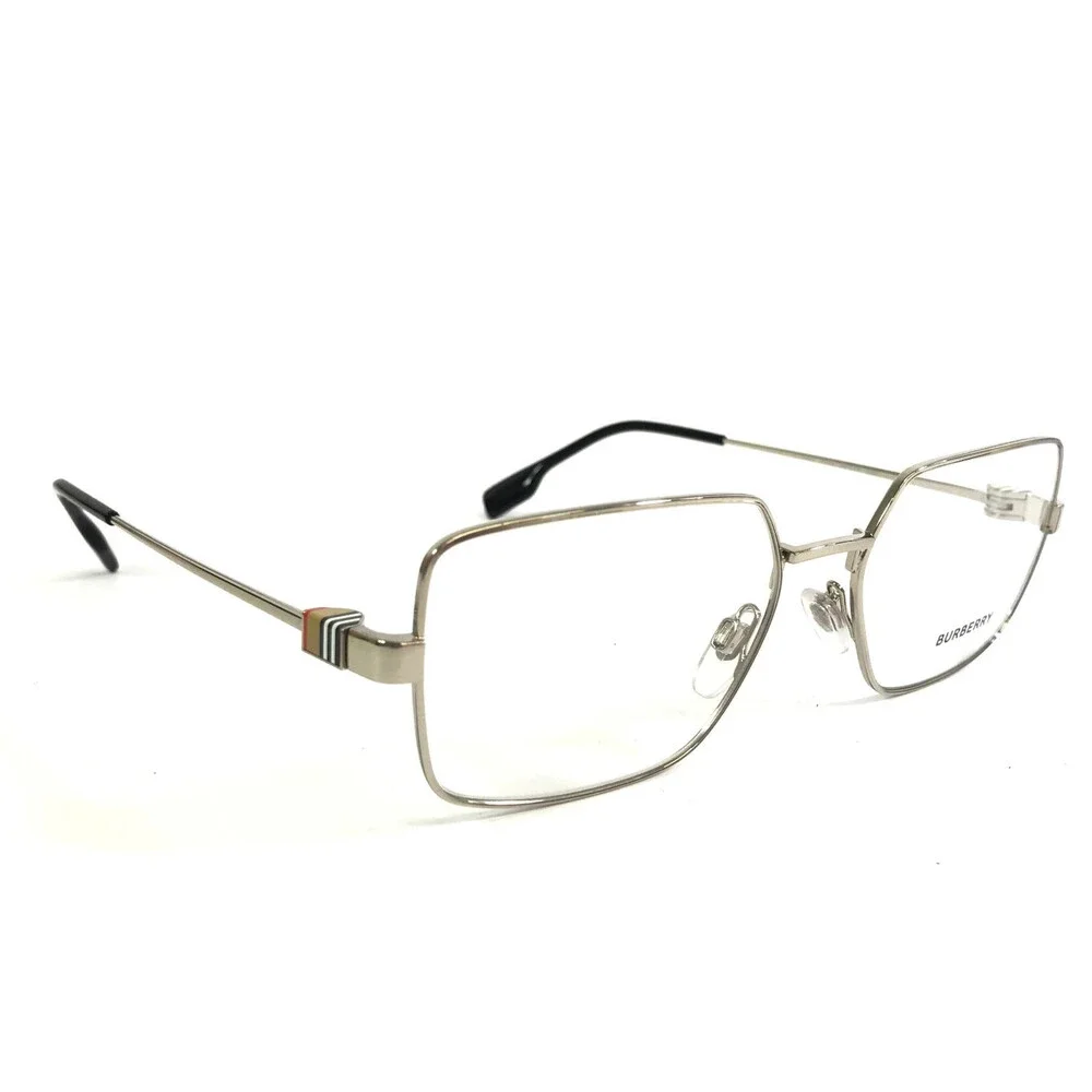 Burberry Eyeglasses Frames B1380 1005 Silver Geometric Wire Rim 56-18-145